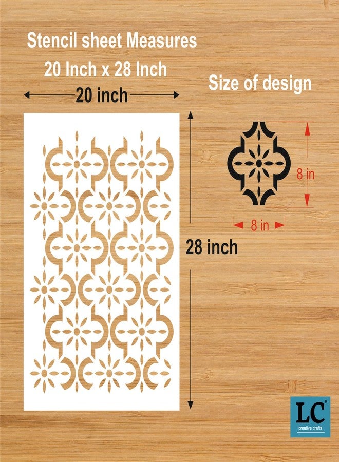 LC Creative Crafts استنسل تصميم جداري بنمط الزهور الهندسية من إل سي كرييتيف كرافتس | استنسل جداري بنمط مغربي حديث | استنسل جداري بتصميم زهور عرقية (20 بوصة × 28 بوصة) -LC000354 (GEO01) - Image 2